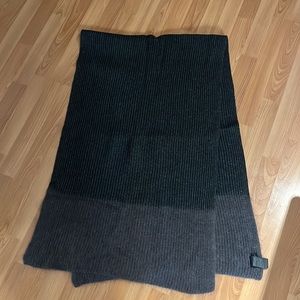 Allsaints Keeble large wool-blend scarf. Two tone colour, dark and light grey.